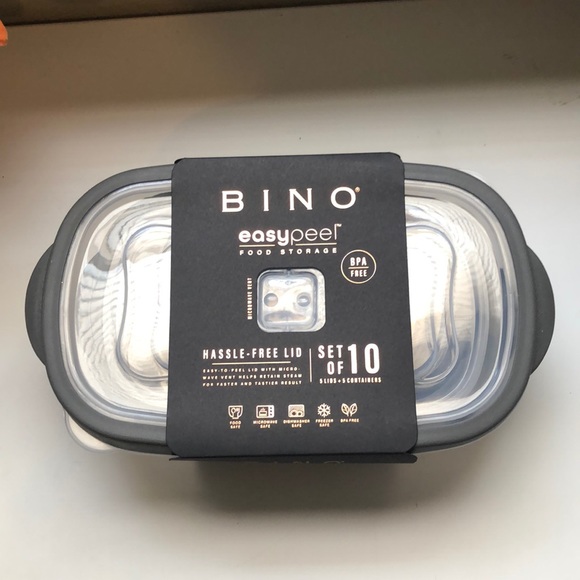 New Bino 10 Piece Food Storage Set.5 Containers & 5 Lids,BPA Free,Microwave Safe